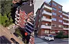Til v. sees den omdiskuterte p-plassen der bilden står i fortauets lengderetning. Til h. den hvite bilen ved de to plassene der det ikke er utstedt bøter. Foto: Google maps / Sameiet Majorstuveien 17