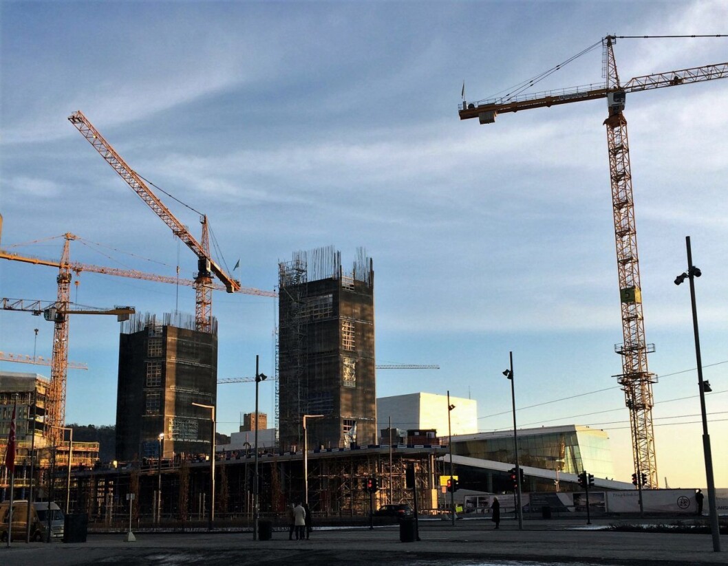 I en spektakulær og utfordrende byggeprosess har kultur- og idrettsbygg i Oslo støpt 20 meter i høyden på kun ti døgn ved hjelp av glideforskaling. Foto: Kultur- og idrettsbygg I en spektakulær og utfordrende byggeprosess har kultur- og idrettsbygg i Oslo støpt 20 meter i høyden på kun ti døgn ved hjelp av glideforskaling. Foto: Kultur- og idrettsbygg