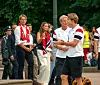 Prins Sverre Magnus-og prisesse ingrid alexandra deltok i roingen på Slottsplassen.