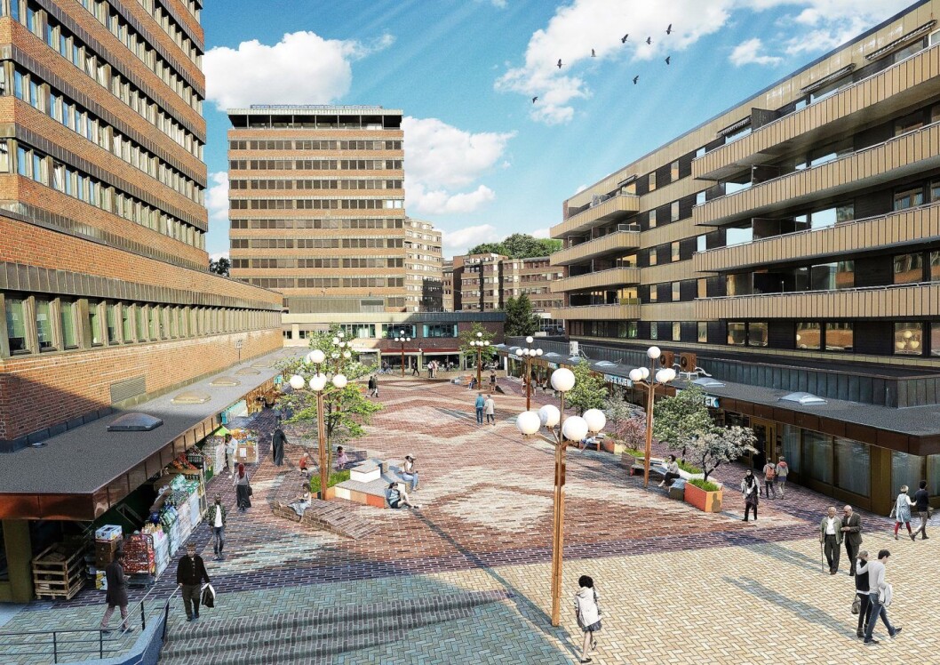 Slik vil dekket på nye Tøyen torg se ut fra høsten. Illustrasjon: Bymiljøetaten Slik vil dekket på nye Tøyen torg se ut fra høsten. Illustrasjon: Bymiljøetaten
