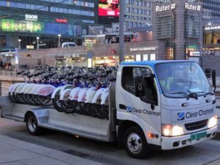 Clear Channel har også ansvaret for Oslos bysykler, som eies og driftes av Urban Infrastructure Partner AS på vegne av reklamegiganten. Foto: Esther Westerveld Clear Channel har også ansvaret for Oslos bysykler, som eies og driftes av Urban Infrastructure Partner AS på vegne av reklamegiganten. Foto: Esther Westerveld