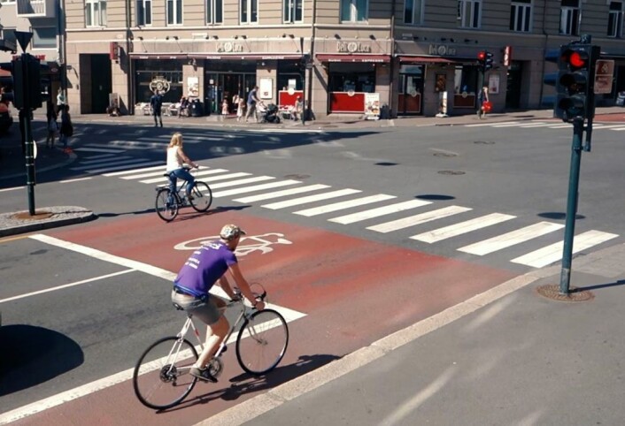 Syklister på St. Hanshaugen i Oslo. Foto: Sykkelprosjektet / Youtube Syklister på St. Hanshaugen i Oslo. Foto: Sykkelprosjektet / Youtube