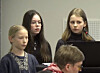 Oda Heggem Johansen, Agnes Andersen Claudi og Agnes Drevsjømoen Litland i møte med bystyrets kultur- og utdanningsutvalg i februar i år. Skjermdump fra Oslo kommune-TV