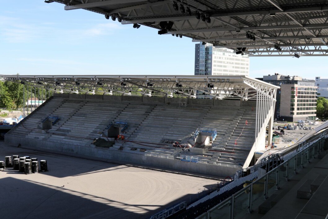Vålerenga stadion, tre måneder før åpning. Foto: Atle Enersen Vålerenga stadion, tre måneder før åpning. Foto: Atle Enersen