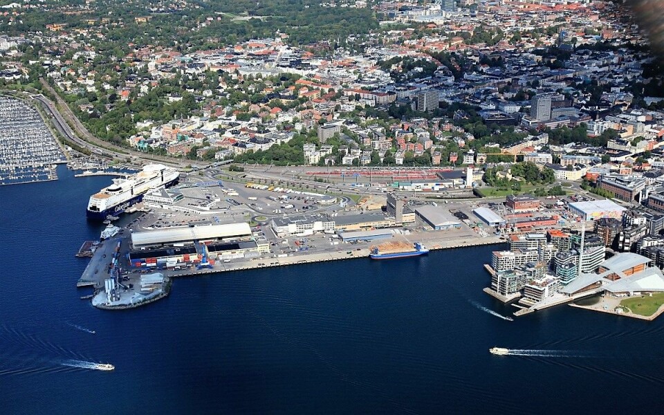 Flyfoto fra 2014 av Hjortnes, Filipstad og Tjuvholmen. Foto: Harald M. Valderhaug':
