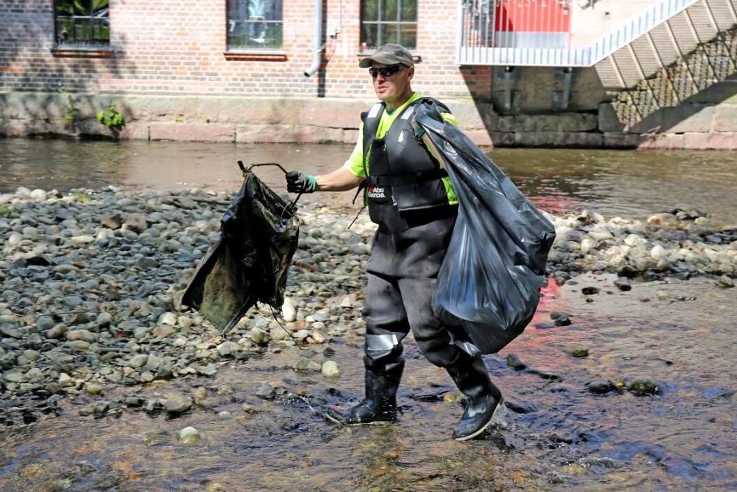 Plastrusken ryddet i Akerselva og fant forstemmende mye plast. Foto: Elisabeth Tobiassen Faane Plastrusken ryddet i Akerselva og fant forstemmende mye plast. Foto: Elisabeth Tobiassen Faane