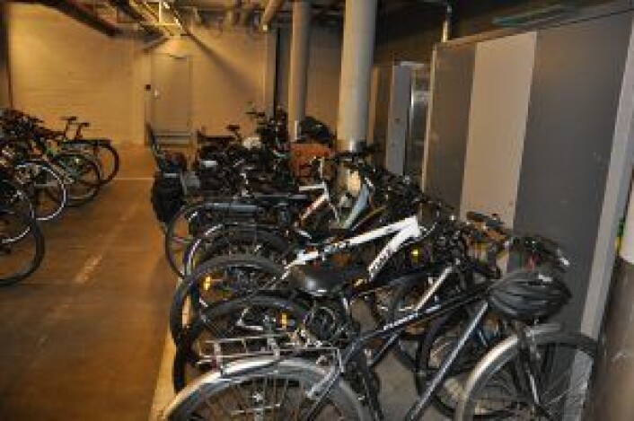 Politikernes sykler sto trygt parkert på rekke og rad da bystyreflertallet stemte ned Venstres forslag om å gi vanlige folk like trygg sykkel-parkering. Foto: Arnsten Linstad Politikernes sykler sto trygt parkert på rekke og rad da bystyreflertallet stemte ned Venstres forslag om å gi vanlige folk like trygg sykkel-parkering. Foto: Arnsten Linstad
