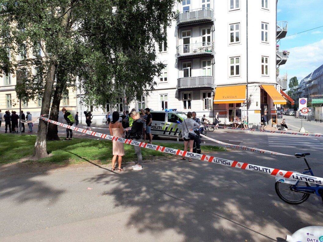 Mann skutt på åpen gate på Grünerløkka. Foto: Christian Øivindsønn Boger Mann skutt på åpen gate på Grünerløkka. Foto: Christian Øivindsønn Boger