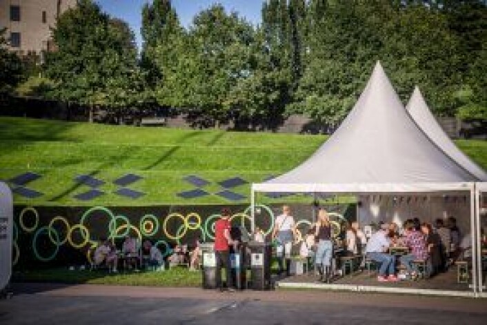 Det er ikke vanskelig å få øye på solcellepanelene på Øyafestivalen. Foto: Øyafestivalen Det er ikke vanskelig å få øye på solcellepanelene på Øyafestivalen. Foto: Øyafestivalen
