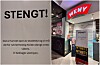 Meny-kunder i Oslo City møttes tirsdag av stengt butikk og skilt som opplyser om funn av spor etter skadedyr. Foto: Ingri Valen Egeland