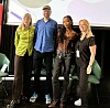 Fra venstre: Siri Haugan Holden, daglig leder i Norske Kulturarrangører, Paal Mangerud fra Feber og tidligere Internasjonalen, Selena Sefay, som er DJ og kommunikasjonsrådgiver og Eivor Evenrud (AP), fra kultur- og utdanningsutvalget i bystyret. Foto: Refel Abeid