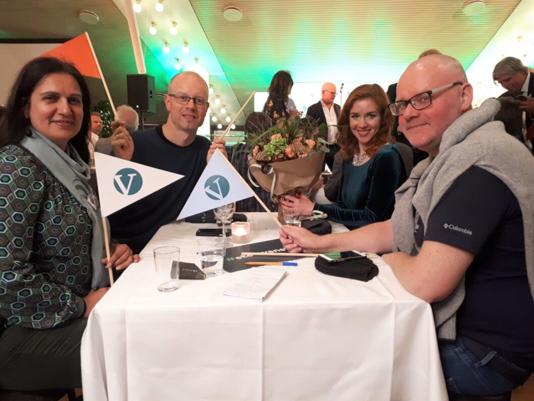 Sliterne fra Frogner Venstre var godt fornøyd med gårsdagens valg. Fra venstre Tina Shagufta Munir Kornmo, Tore Wilken Nitter Walaker, Gordana Abramovic og Bård Magnus Fauske. Foto: Christian Boger Sliterne fra Frogner Venstre var godt fornøyd med gårsdagens valg. Fra venstre Tina Shagufta Munir Kornmo, Tore Wilken Nitter Walaker, Gordana Abramovic og Bård Magnus Fauske. Foto: Christian Boger