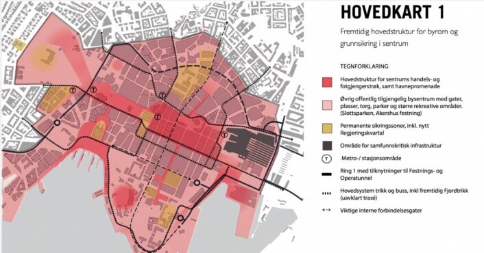 Slik vil sikringen i Oslo sentrum fortone seg i framtiden. Illustrasjon: Plan- og bygningsetaten, Oslo kommune Slik vil sikringen i Oslo sentrum fortone seg i framtiden. Illustrasjon: Plan- og bygningsetaten, Oslo kommune