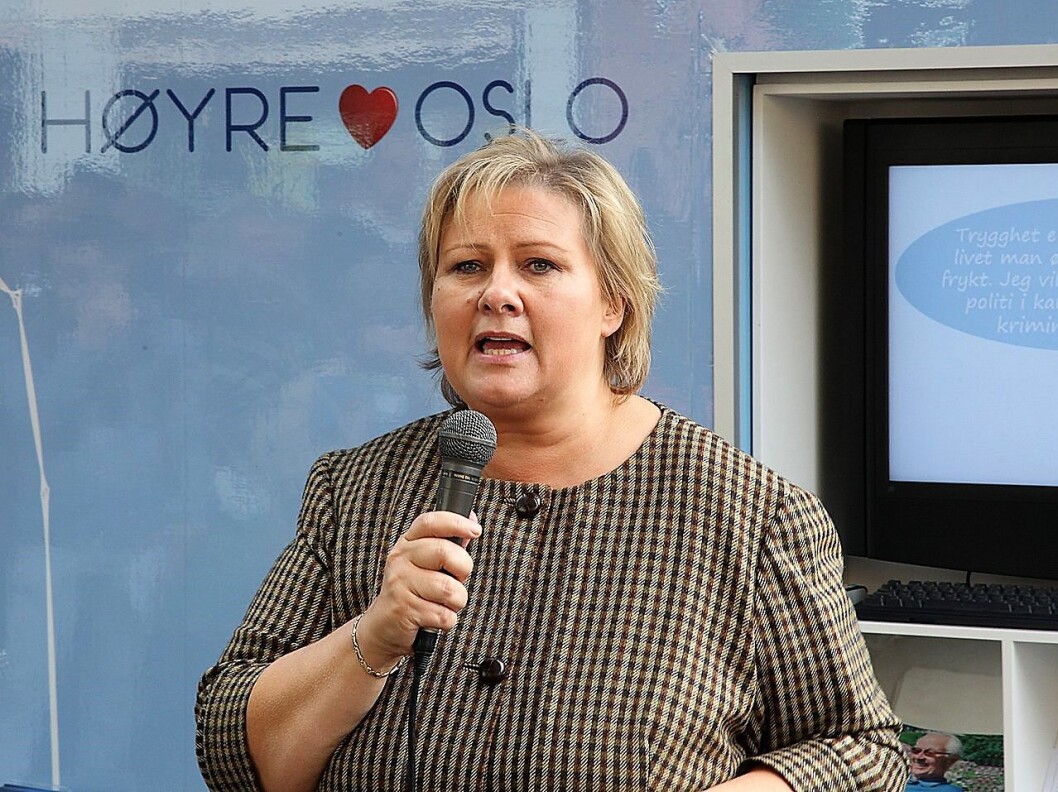 Byrådet mener Erna Solberg-regjeringen har skylda for at Oslo kommune ikke oppfyller klimamålet om 50 prosent lavere utslipp av CO2. Foto: Wikipedia Byrådet mener Erna Solberg-regjeringen har skylda for at Oslo kommune ikke oppfyller klimamålet om 50 prosent lavere utslipp av CO2. Foto: Wikipedia