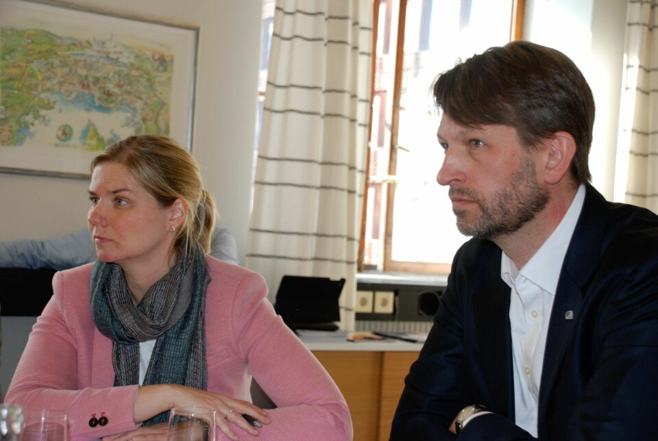 Guri Melby og Eirik Lae Solberg er bekymret for veksten i gjelda til Oslo kommune. Foto: Arnsten Linstad