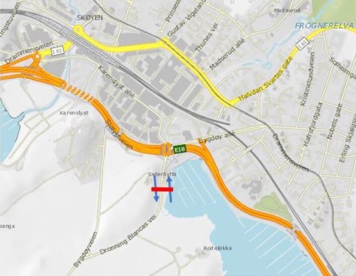 Foreslått bomstasjon på Bydøy. Illustrasjon: Statens vegvesen Foreslått bomstasjon på Bydøy. Illustrasjon: Statens vegvesen