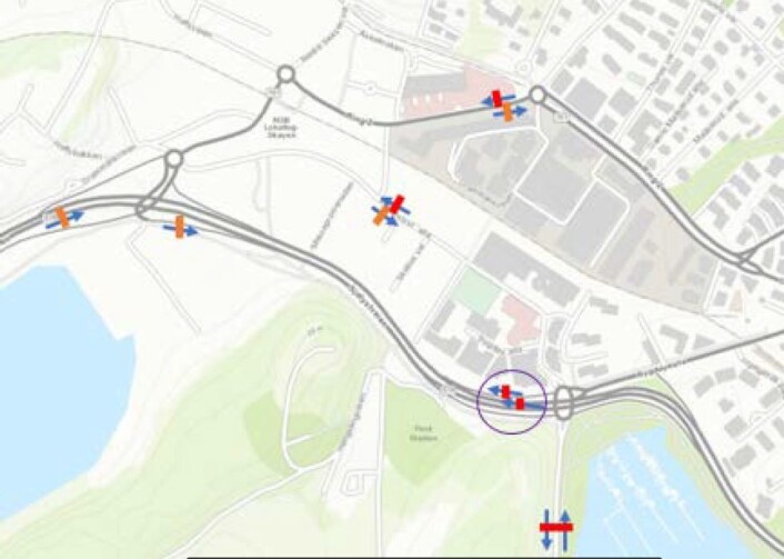 Foreslått bomstasjon på E18, ved Bydøy. Illustrasjon: Statens vegvesen Foreslått bomstasjon på E18, ved Bydøy. Illustrasjon: Statens vegvesen