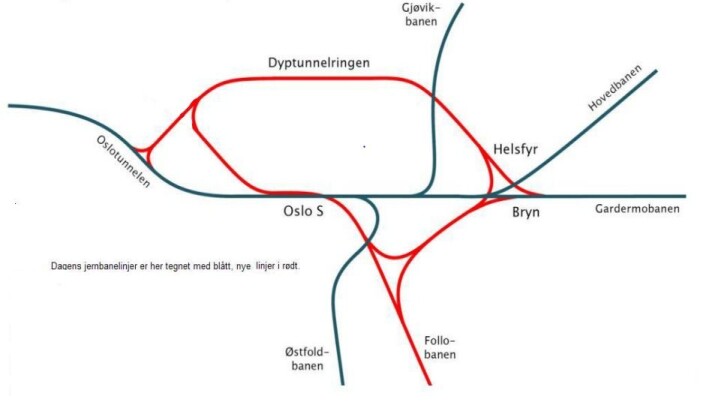 Alternativt forslag for togtraseer. Alternativt forslag for togtraseer.