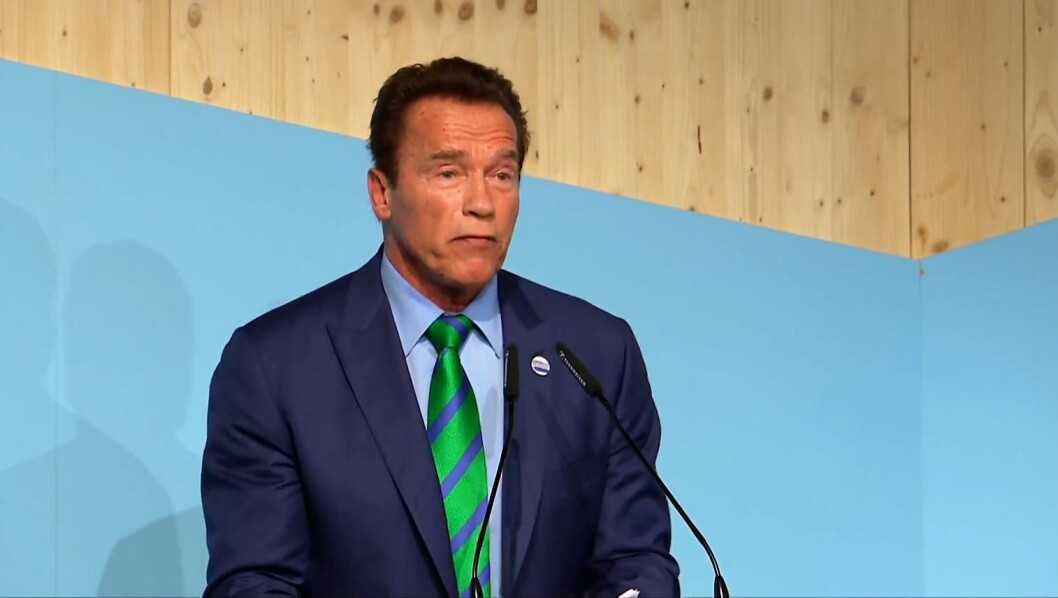 Arnold Schwarzenegger skrøt av Oslo og Raymond Johansens miljøinnsats under klimatoppmøte i Bonn. Foto: cities-and-regions.org Arnold Schwarzenegger skrøt av Oslo og Raymond Johansens miljøinnsats under klimatoppmøte i Bonn. Foto: cities-and-regions.org