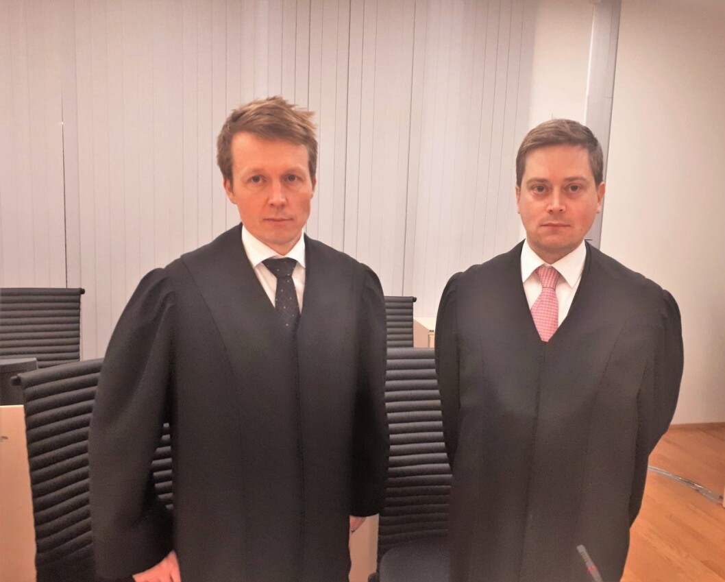 Politiadvokatene Erik T. Hansen (t.v) og Jan-Inge Engesmo utgjør aktoratet i ranssaken mot eskortearbeidere i Oslo. Foto: Christian Boger Politiadvokatene Erik T. Hansen (t.v) og Jan-Inge Engesmo utgjør aktoratet i ranssaken mot eskortearbeidere i Oslo. Foto: Christian Boger