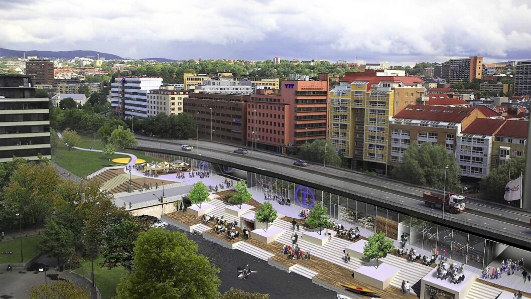 En mathall kan bidra til å gjøre Vaterland til et triveligere område enn i dag. Illustrasjon: Infill og MAD arkitekter En mathall kan bidra til å gjøre Vaterland til et triveligere område enn i dag. Illustrasjon: Infill og MAD arkitekter