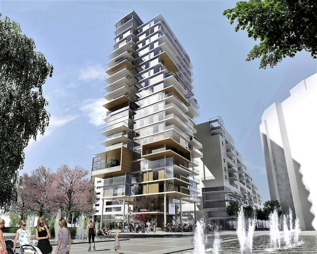 Det blir ikke noe høyhus på Fonteneplassen på Majorstua. Et samlet bystyre mener hensynet til barn og unge må komme først. Illustrasjon. LOF Arkitekter Det blir ikke noe høyhus på Fonteneplassen på Majorstua. Et samlet bystyre mener hensynet til barn og unge må komme først. Illustrasjon. LOF Arkitekter