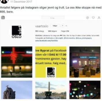 I desember nådde vi 666 følgere på Instagram... I desember nådde vi 666 følgere på Instagram...