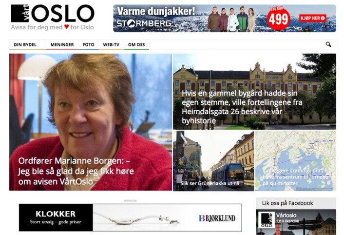 Ordføreren er med: Toppen av VårtOslos førsteside 12. januar i fjor, dagen vi lanserte. Ordføreren er med: Toppen av VårtOslos førsteside 12. januar i fjor, dagen vi lanserte.