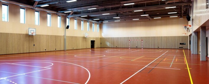 Aktivitetsbygget skal i hovudsak innehalde gymsal, garderobar, undervisningsrom, kjøkken, butikk og musikkrom. Foto: Statsbygg Aktivitetsbygget skal i hovudsak innehalde gymsal, garderobar, undervisningsrom, kjøkken, butikk og musikkrom. Foto: Statsbygg