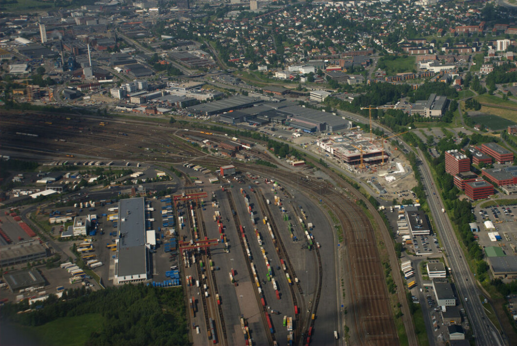 Flyfoto av Alnabru togterminal. Foto: W.J. Andersen/Flickr Flyfoto av Alnabru togterminal. Foto: W.J. Andersen/Flickr