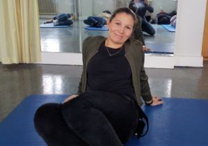 Tilla Lien Larsen i tilbakelent (bokstavelig talt) aksjon i går. Foto: Tarjei Kidd Olsen Tilla Lien Larsen i tilbakelent (bokstavelig talt) aksjon i går. Foto: Tarjei Kidd Olsen