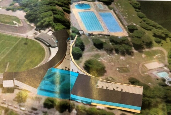 En skisse for hvordan et nytt Frognerbad kan se ut foreligger. Tegning: Frogner Svømmeklubb En skisse for hvordan et nytt Frognerbad kan se ut foreligger. Tegning: Frogner Svømmeklubb