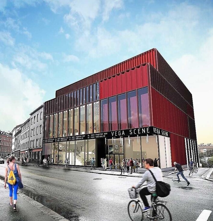 Slik skal kulturhuset Vega Scene bli når det står ferdig 1. november. Illustrasjon: Asplan Viak Slik skal kulturhuset Vega Scene bli når det står ferdig 1. november. Illustrasjon: Asplan Viak