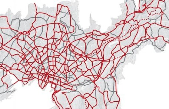 Her er sykkelveinettet til 13,5 milliarder kroner. Planen er at Oslo skal ha 530 km sykkelveier innen 2040. Illustrasjon: Oslo kommune Her er sykkelveinettet til 13,5 milliarder kroner. Planen er at Oslo skal ha 530 km sykkelveier innen 2040. Illustrasjon: Oslo kommune