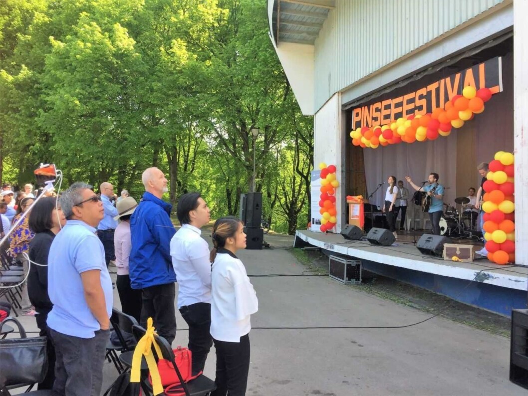 Det var flerkulturell pinsefestival på St. Hanshaugen. Foto: Kjersti Opstad Det var flerkulturell pinsefestival på St. Hanshaugen. Foto: Kjersti Opstad