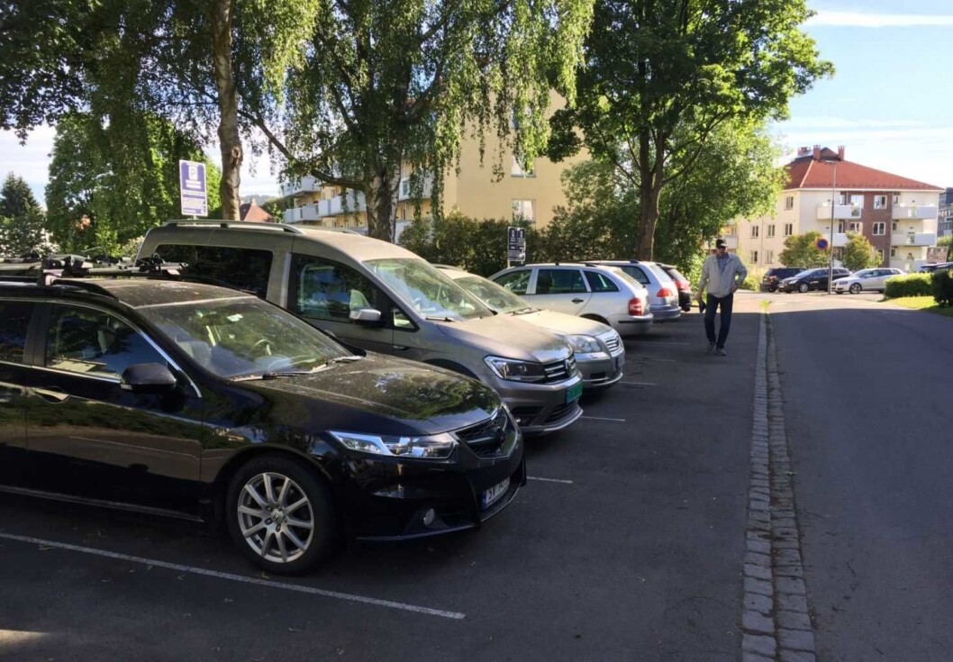 Det var i Finns vei på Keyseløkka at Aker p-drift ila den omstridte boten. Foto: Vegard Velle Det var i Finns vei på Keyseløkka at Aker p-drift ila den omstridte boten. Foto: Vegard Velle