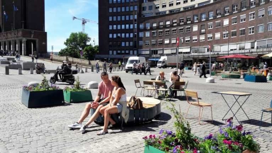 Fridtjof Nansens plass blir fra i dag bilfri. Foto: Anders Høilund Fridtjof Nansens plass blir fra i dag bilfri. Foto: Anders Høilund
