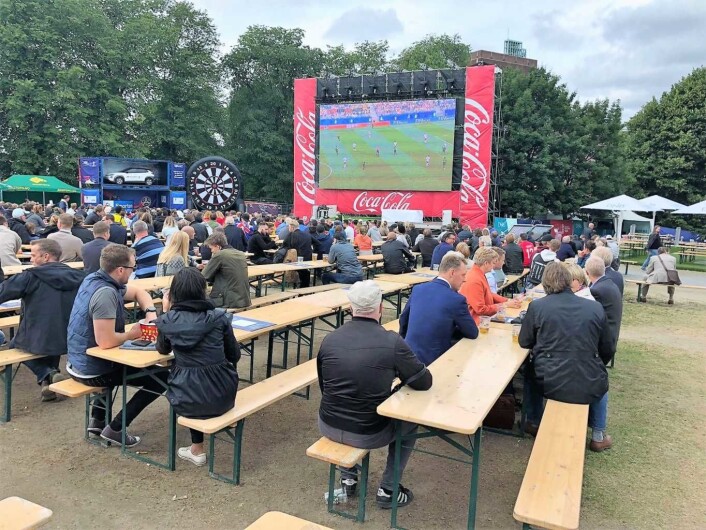 Kontraskjæret ved Akershus festning er det stedet hvor flest oslofolk samles for å se på fotball under VM. Foto: Stian Maurveg Kontraskjæret ved Akershus festning er det stedet hvor flest oslofolk samles for å se på fotball under VM. Foto: Stian Maurveg