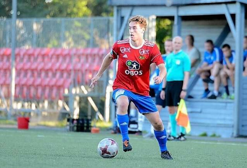 Theodor Kramarics skåret seiermålet mot Asker 2. Nå blir han flyttet opp fra juniorlaget til A-laget hos Skeid. Foto: Anders Vindegg