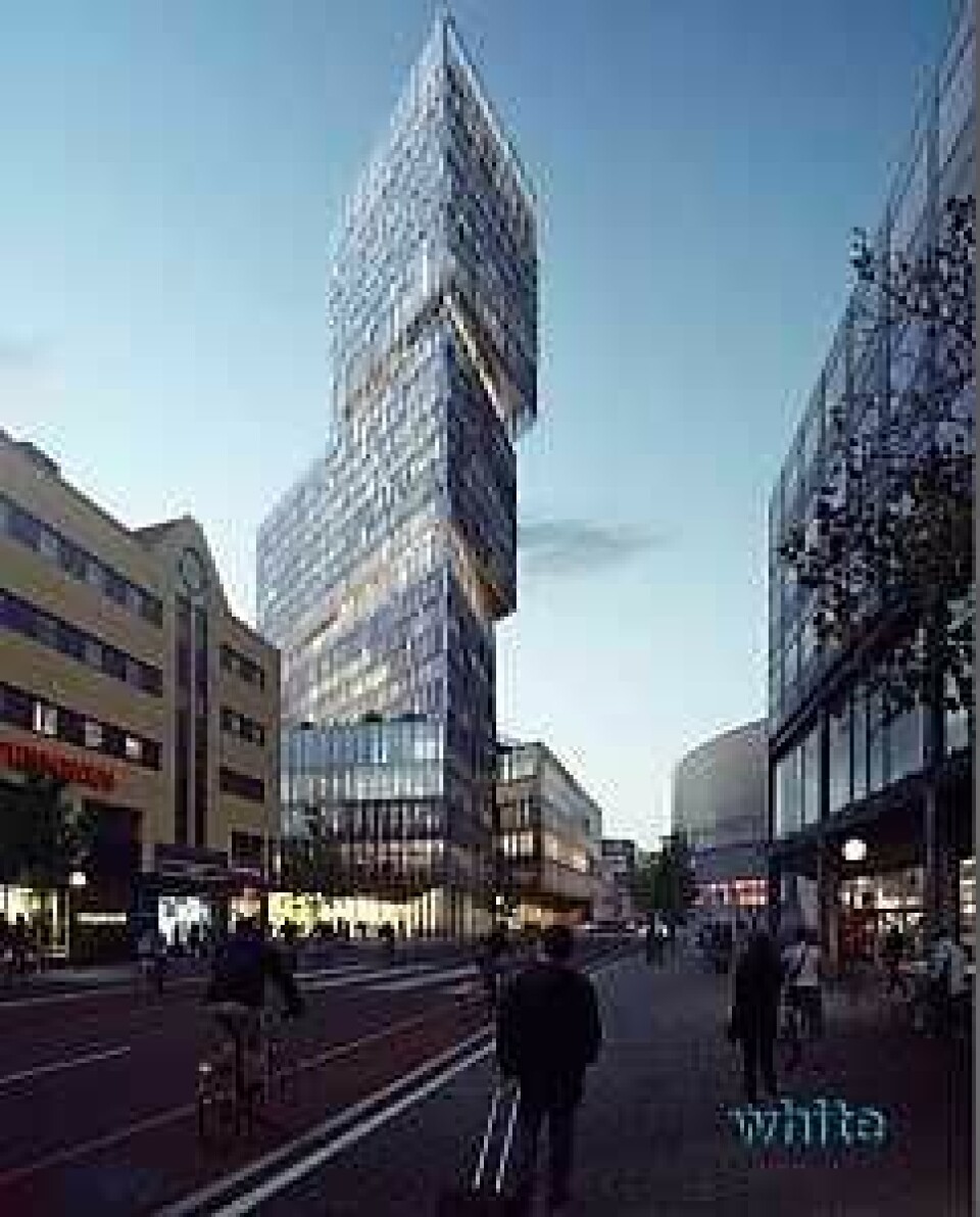 Slik vil Thons nye kjøpesenter og hotellkompleks se ut. Illustrasjon: White arkitekter