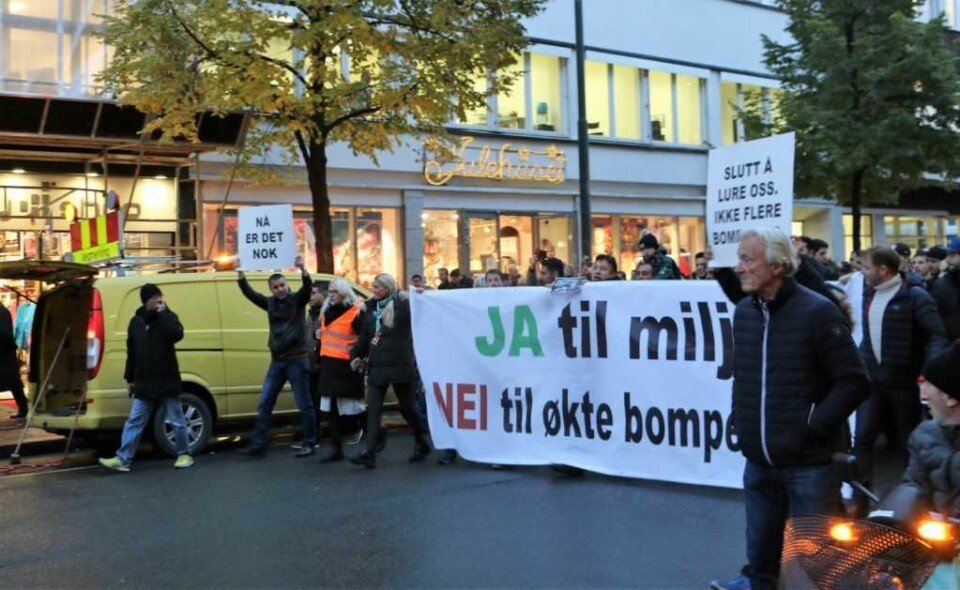 Fra demonstrasjon mot økte bompenger høsten 2017. Foto: Kongelig Norsk Automobilklub