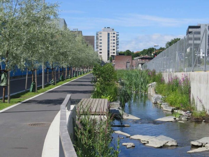 Det blir mer tursti og grøntområder rundt den "nye" Hovinbekken når omlag 2.000 boliger og flere næringsbygg står ferdig. Foto: Plan- og bygningsetaten Det blir mer tursti og grøntområder rundt den "nye" Hovinbekken når omlag 2.000 boliger og flere næringsbygg står ferdig. Foto: Plan- og bygningsetaten