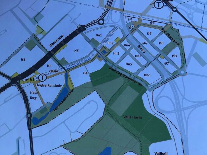 Her er kartet som illustrerer endringen dersom Oslos politikere vedtar plan- og bygningsetatens forslag. Illustrasjon: Plan og bygningsetaten Her er kartet som illustrerer endringen dersom Oslos politikere vedtar plan- og bygningsetatens forslag. Illustrasjon: Plan og bygningsetaten