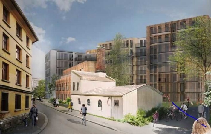 Etterstadveien 6 foreslås bevart, restaurert og knyttet til et nytt bygg. Illustrasjon: LINK arkitektur Etterstadveien 6 foreslås bevart, restaurert og knyttet til et nytt bygg. Illustrasjon: LINK arkitektur