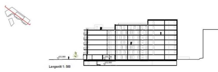 De nye byggene er formet som en trapp. Illustrasjon: LINK arkitektur De nye byggene er formet som en trapp. Illustrasjon: LINK arkitektur