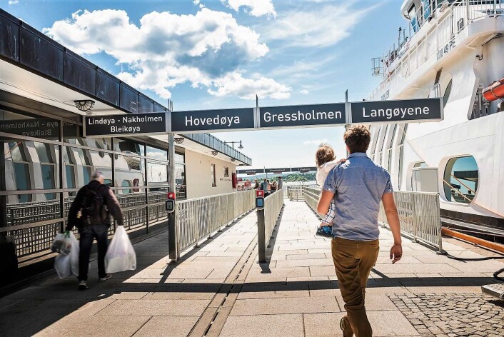 Reisende fra Aker Brygge kan velge mellom Hovedøya, Bleikøya, Gressholmen, Lindøya, Nakkholmen og Langøyene. Foto: Birgitte Heneide/Ruter Reisende fra Aker Brygge kan velge mellom Hovedøya, Bleikøya, Gressholmen, Lindøya, Nakkholmen og Langøyene. Foto: Birgitte Heneide/Ruter