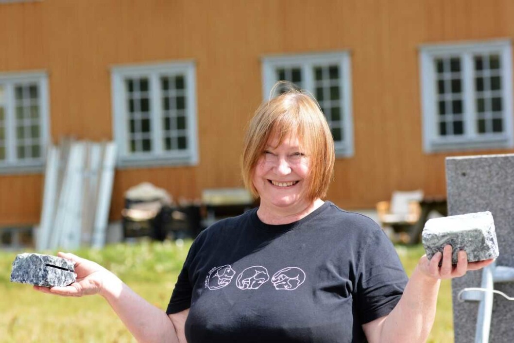 — Barna kan prøve seg med hammer og meisel. Etterpå kan de ta med kunstverket hjem, sier Frøydis Arnesen. Hun er en av initiativtakerne til steinhuggerfestivalen på Grorud. Foto: Olga Andresen — Barna kan prøve seg med hammer og meisel. Etterpå kan de ta med kunstverket hjem, sier Frøydis Arnesen. Hun er en av initiativtakerne til steinhuggerfestivalen på Grorud. Foto: Olga Andresen