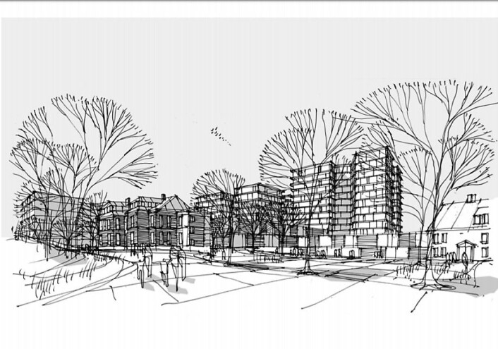 Nye Aker sykehus sett med arkitekters øyne. Illustrasjon: Nordic/Aart/HSØ Nye Aker sykehus sett med arkitekters øyne. Illustrasjon: Nordic/Aart/HSØ