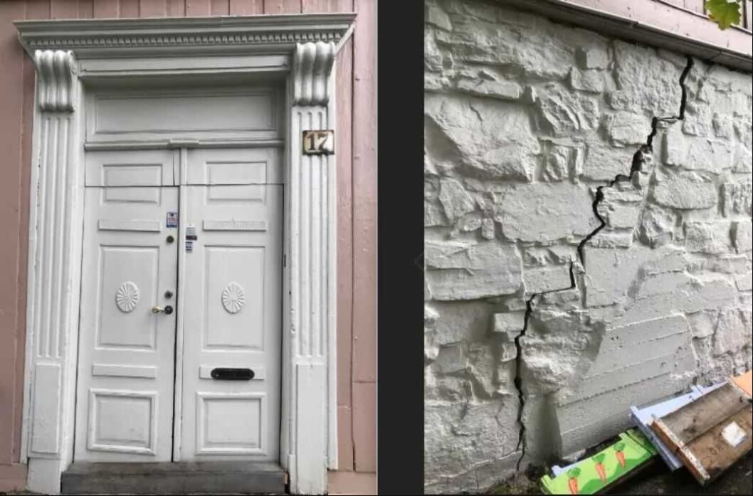 Det er blitt oppdaget setningsskader på Saxegaarden på grunn av utbyggingen av Follobanen. Foto: Kulturetaten Det er blitt oppdaget setningsskader på Saxegaarden på grunn av utbyggingen av Follobanen. Foto: Kulturetaten