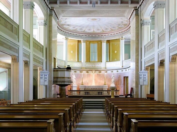 Slottskapellet innvendig. Foto: Kjetil Rolseth, Det kongelige hoff Slottskapellet innvendig. Foto: Kjetil Rolseth, Det kongelige hoff